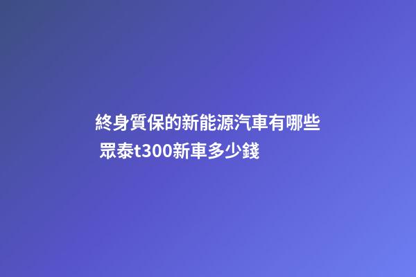 終身質保的新能源汽車有哪些 眾泰t300新車多少錢